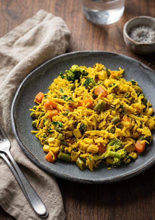 Arroz al curry con vegetales (500 grs.)